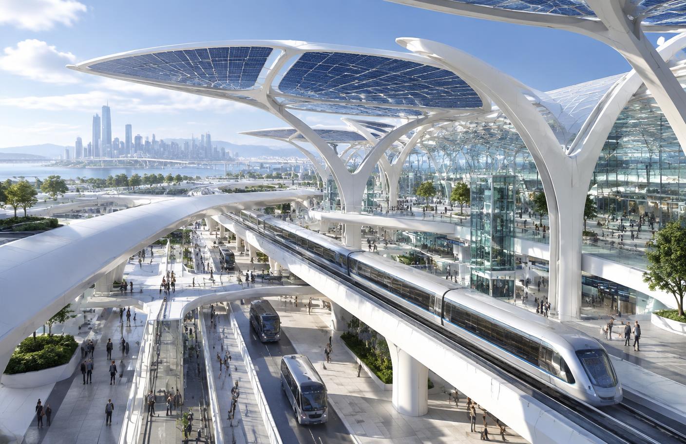 Concept render of a solar-powered transit interchange